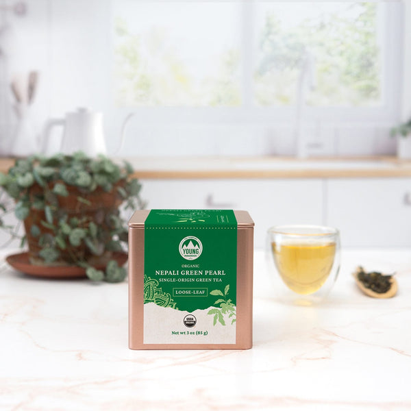 Young Mountain Tea Tea 3 oz ($0.29/cup) Organic Nepali Green Pearl